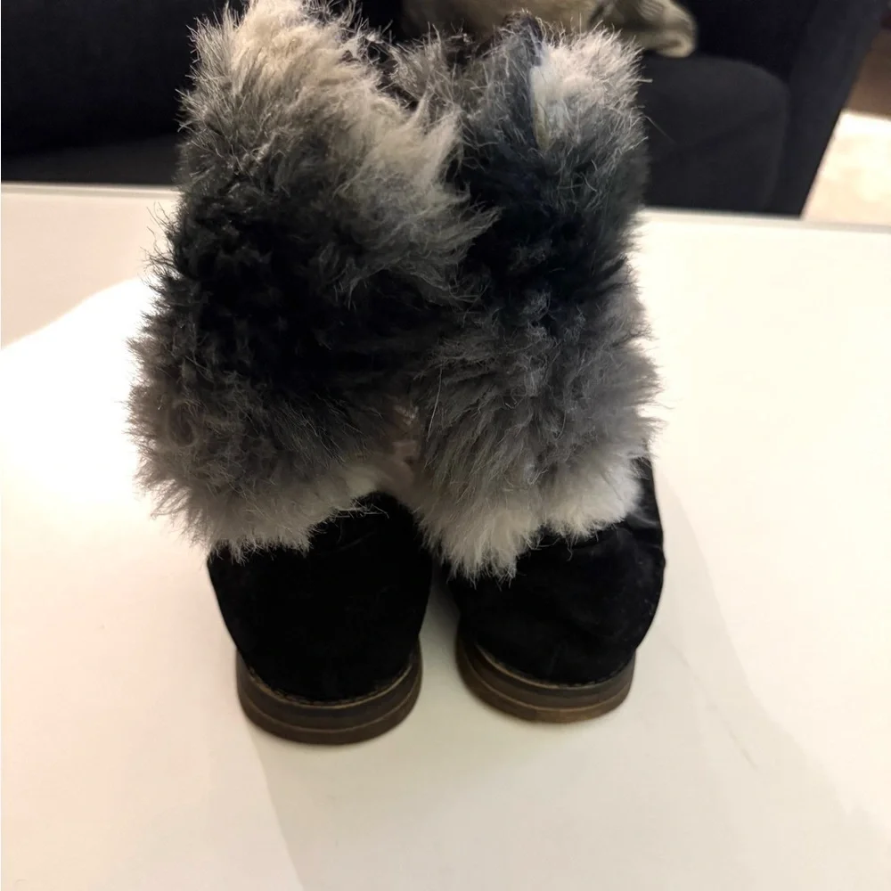 Rocket Dog Black and Gray Fur Winter Boots